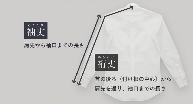 ワイシャツの袖丈と裄丈とは